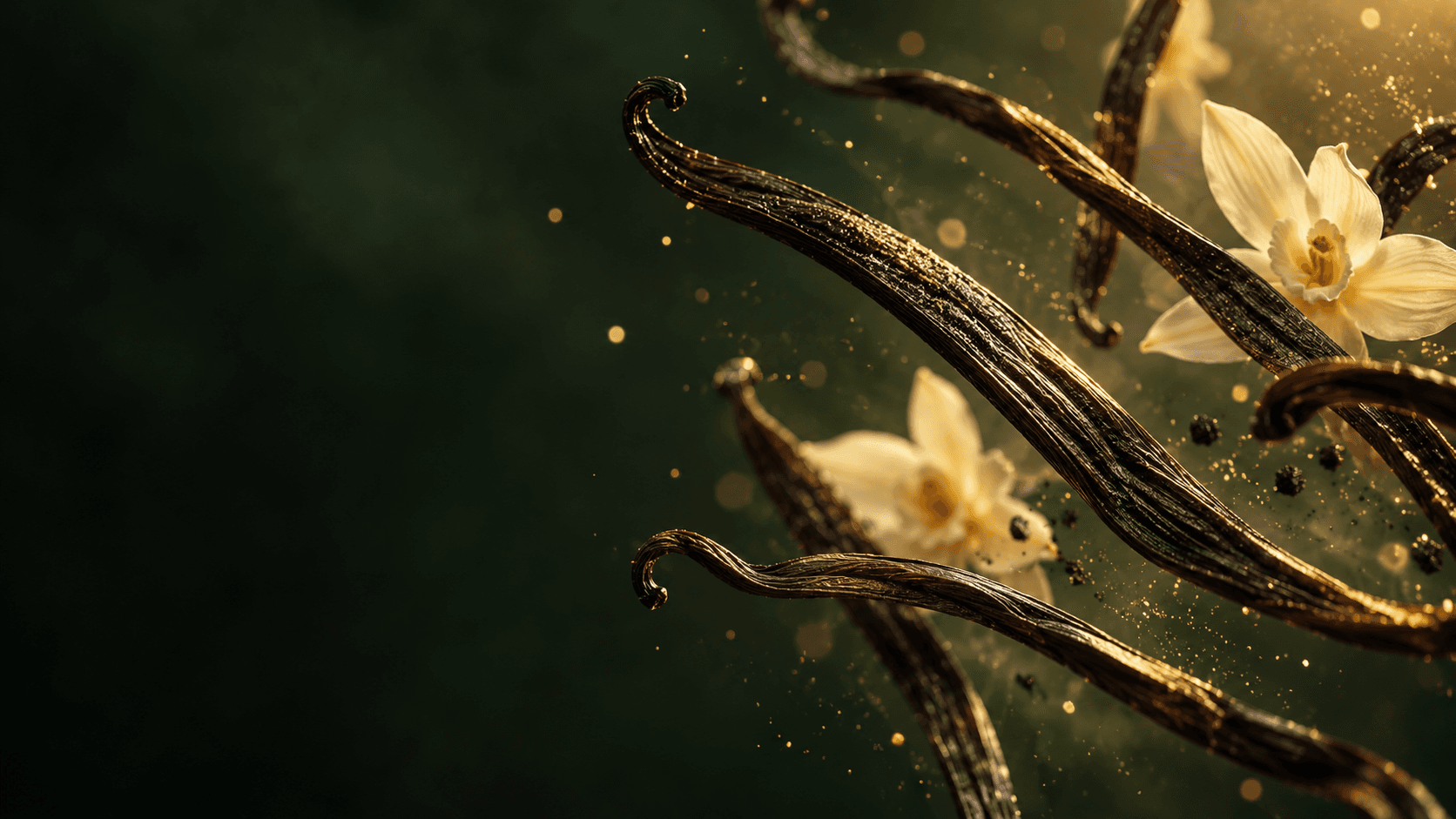 Vanilla pods in warm light